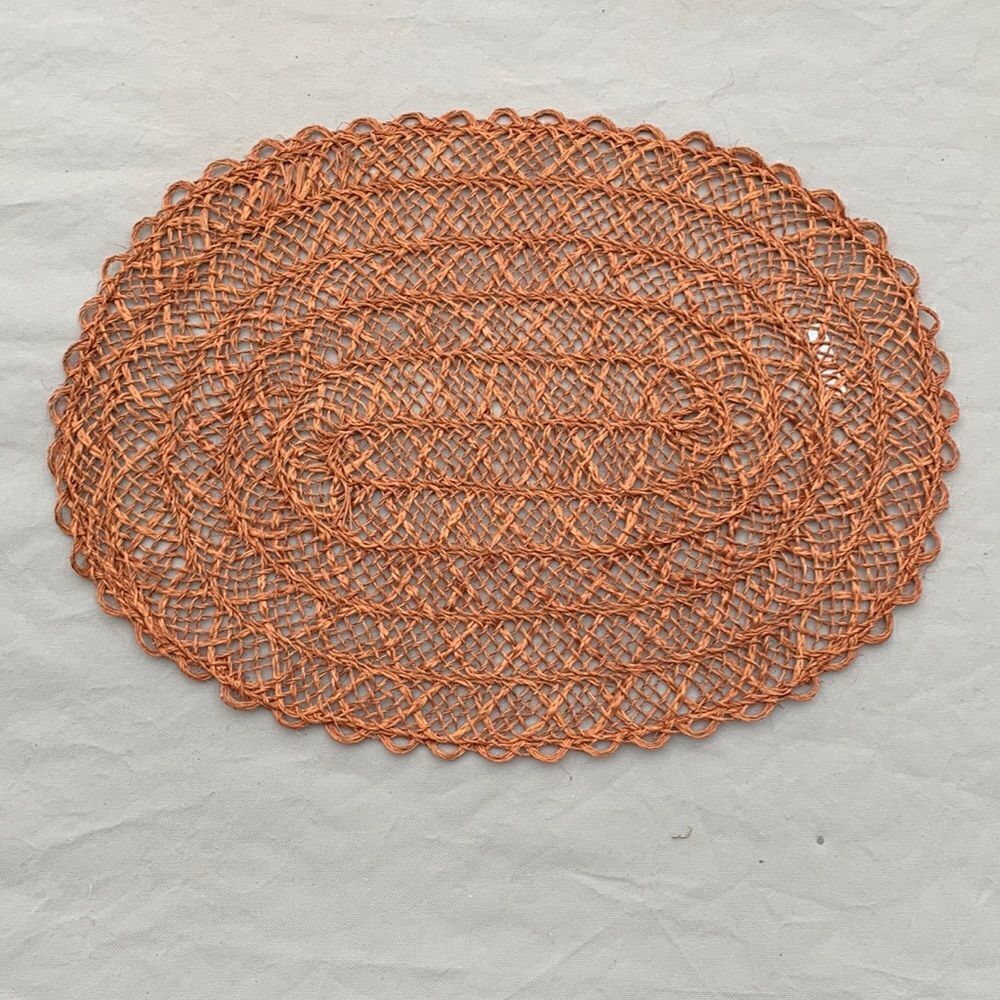 Vintage Oval Woven Wicker Rattan Straw Placemats Farmhouse Boho Set of 2